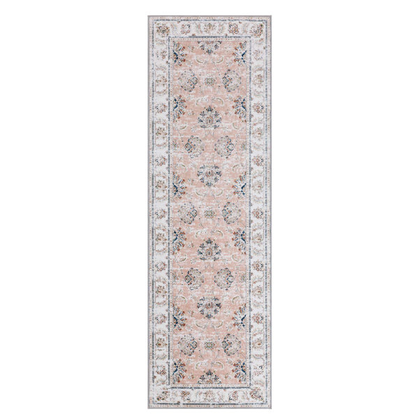 One Allium Way® Janigian Chenille Distressed Pink Rug Wayfair